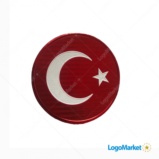 3D Türk Bayrağı yuvarlak kırmızı